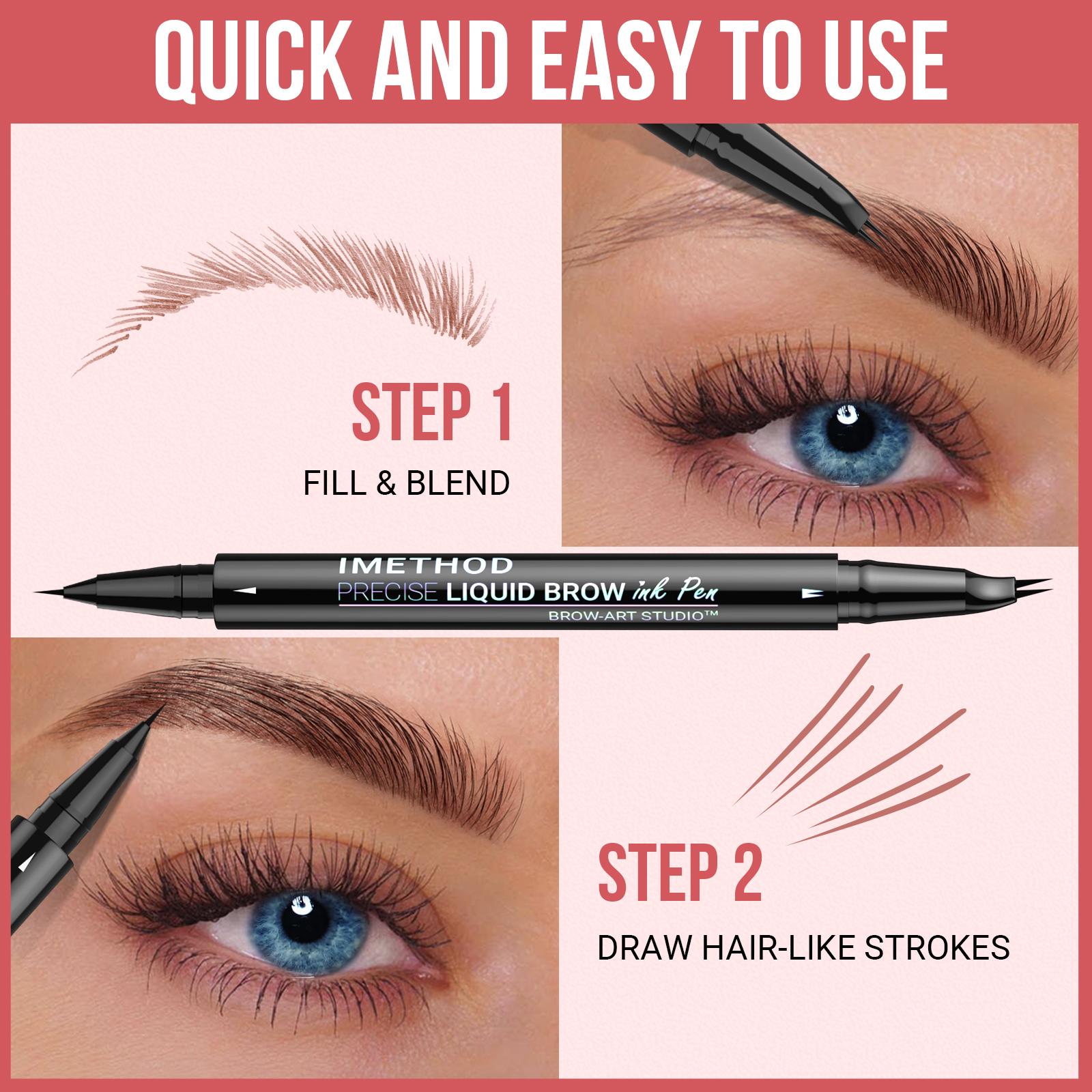 iMethod Curved Eyebrow Pen - Eyebrow Pencil, Brow Pencil 2-in-1 Dual-Ended Microblading Eyebrow Pen