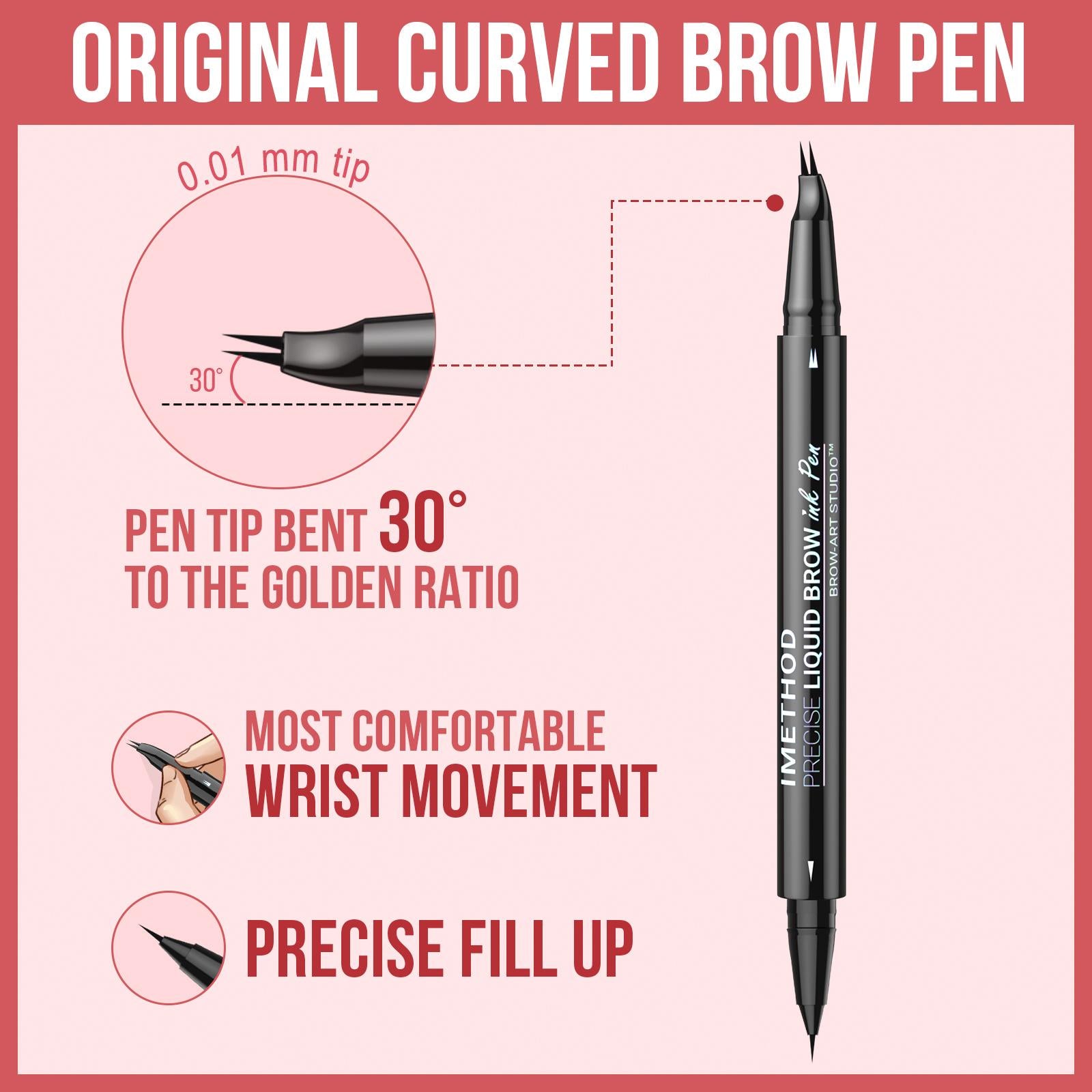 iMethod Curved Eyebrow Pen - Eyebrow Pencil, Brow Pencil 2-in-1 Dual-Ended Microblading Eyebrow Pen