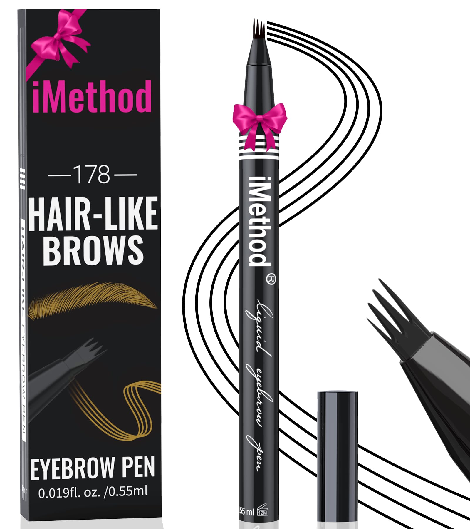 iMethod Eyebrow Pen - Eyebrow Pencil with Micro 4-Fork Tip