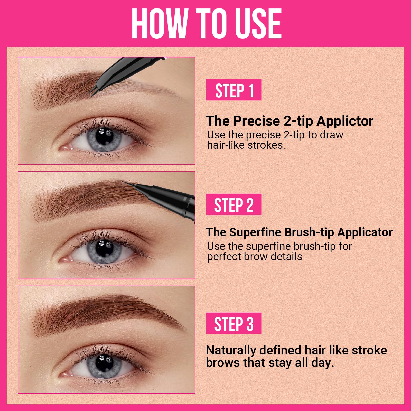 iMethod Curved Eyebrow Pen - Eyebrow Pencil 2-in-1 Dual-Ended Eyebrow Pen with Curved Tip and Precise Brush-Tip