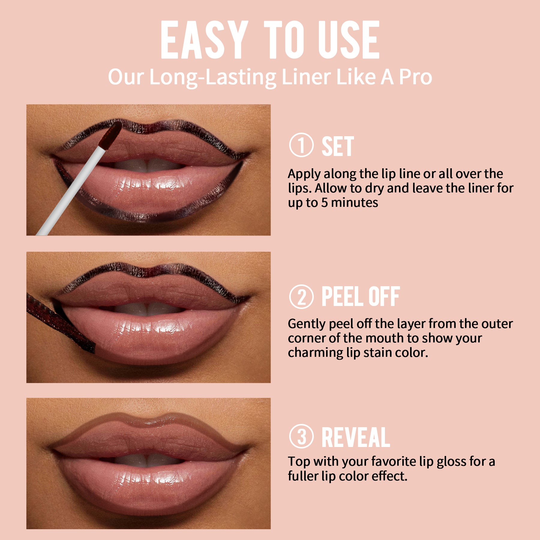 iMethod Lip Stain - Lip Liner Stain, Natural Long Lasting Lip Stain Peel Off